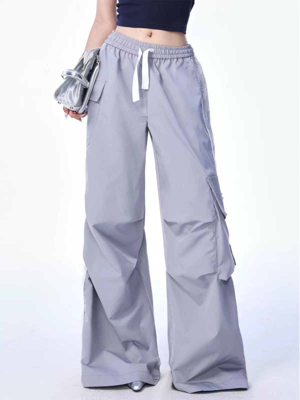 Shi Lace Spliced Cargo Pants-korean-fashion-Pants-Shi's Closet-OH Garments