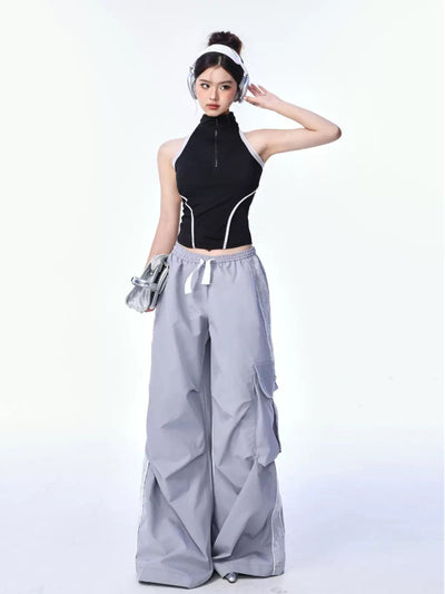 Shi Lace Spliced Cargo Pants-korean-fashion-Pants-Shi's Closet-OH Garments