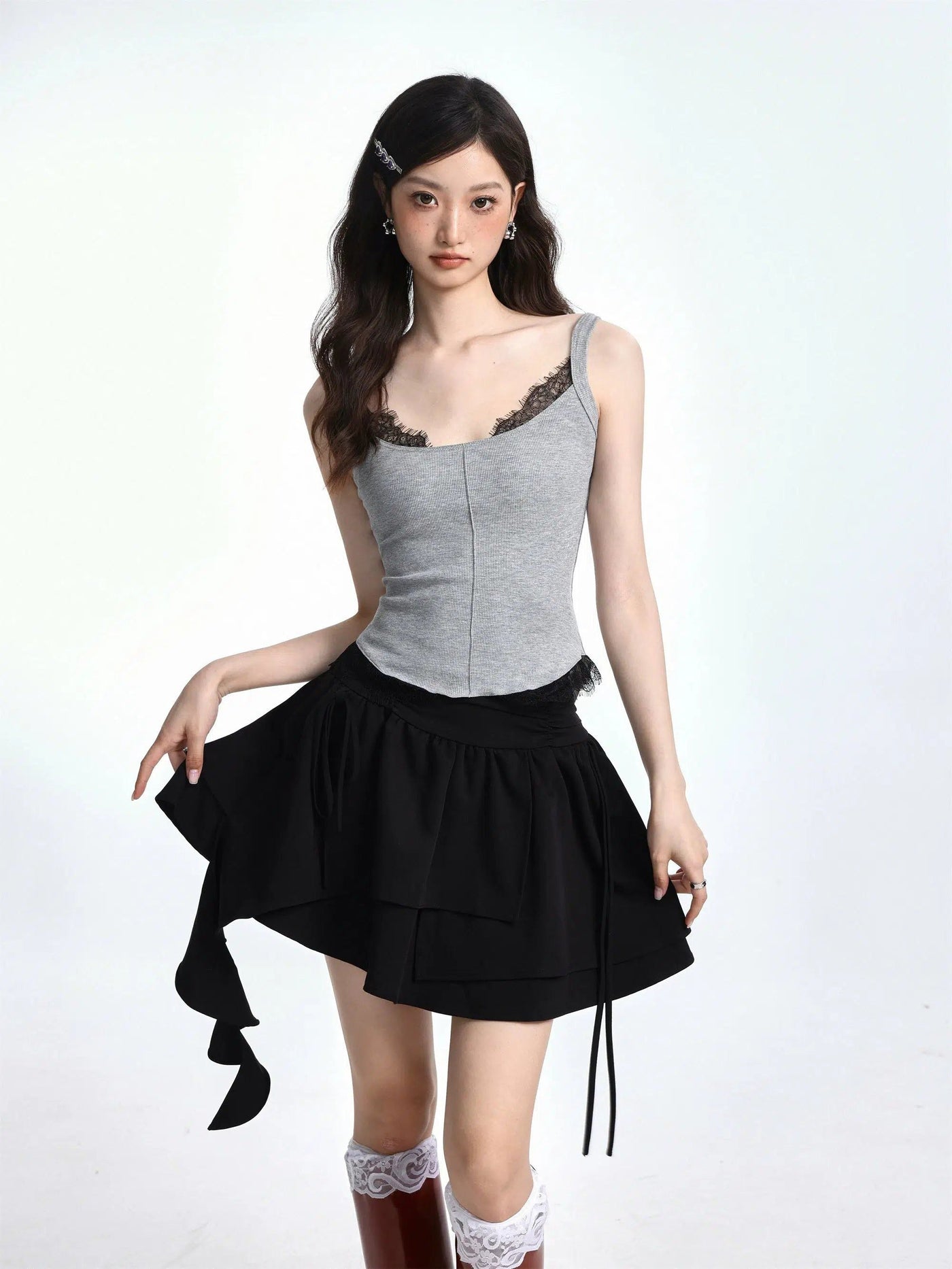 Shi Lace Spliced Slim Fit Camisole-korean-fashion-Camisole-Shi's Closet-OH Garments