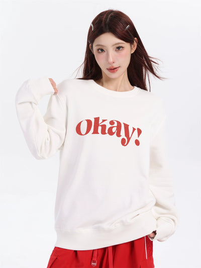 Shi Okay! Text Print Crewneck-korean-fashion-Crewneck-Shi's Closet-OH Garments