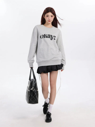 Shi Okay! Text Print Crewneck-korean-fashion-Crewneck-Shi's Closet-OH Garments