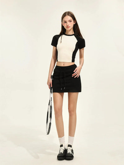 Shi Slant Pocket Drawstring Sports Skirt-korean-fashion-Skirt-Shi's Closet-OH Garments