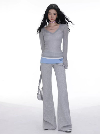 Shi Slim Fit V-Neck Long Sleeve Blouse-korean-fashion-Blouse-Shi's Closet-OH Garments