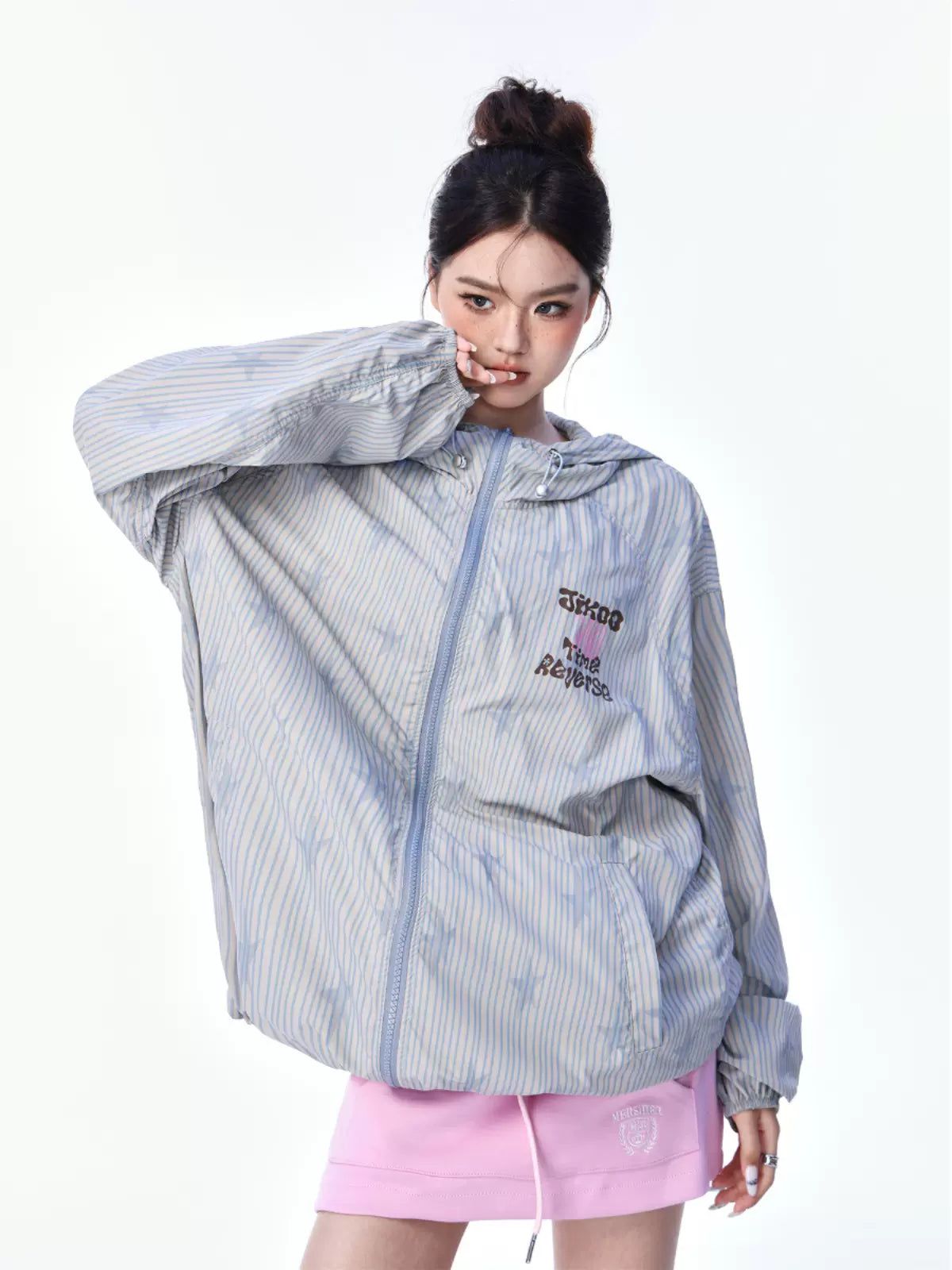Shi Star Print Stripes Sun Protection Jacket-korean-fashion-Jacket-Shi's Closet-OH Garments