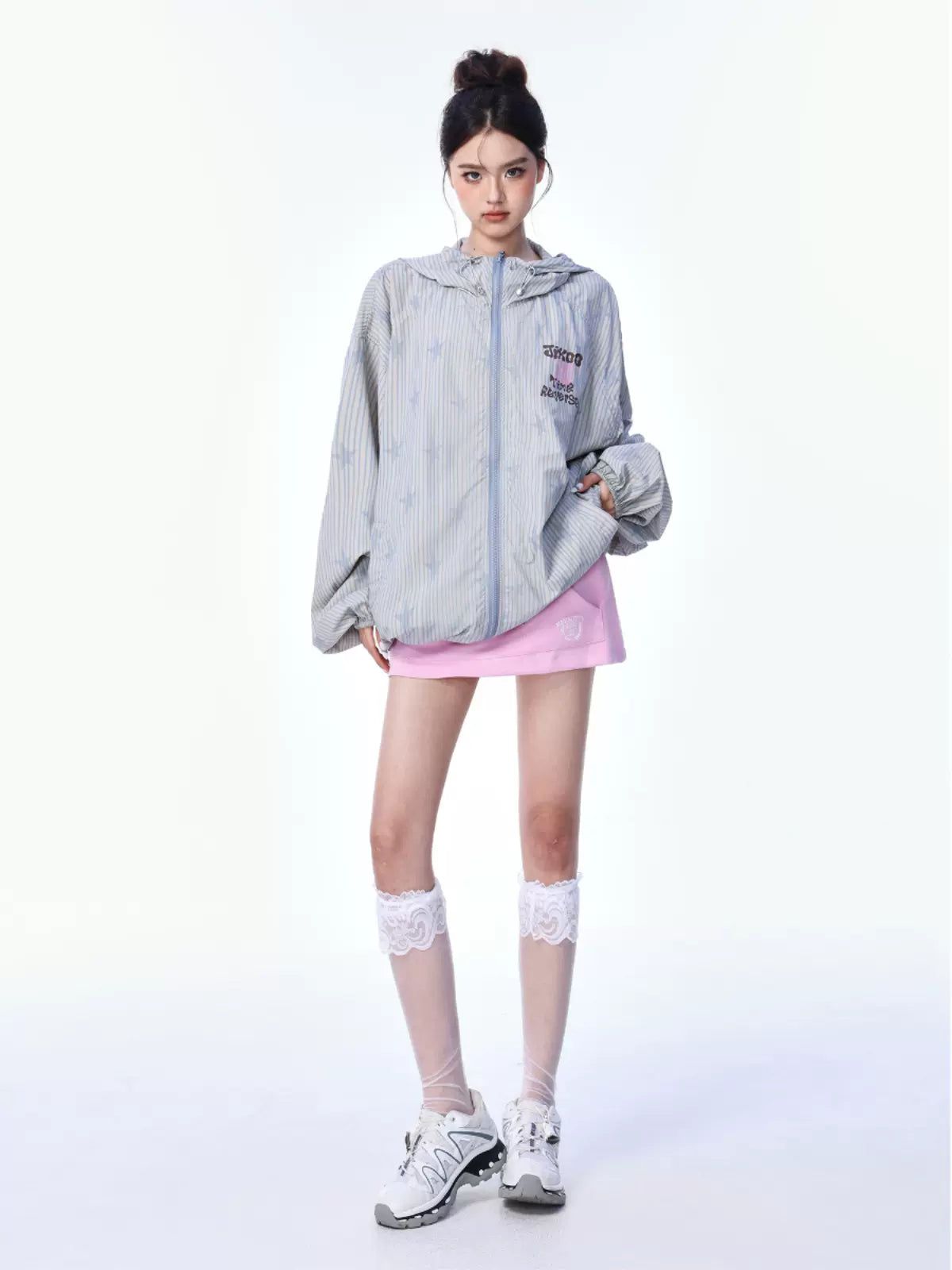 Shi Star Print Stripes Sun Protection Jacket-korean-fashion-Jacket-Shi's Closet-OH Garments