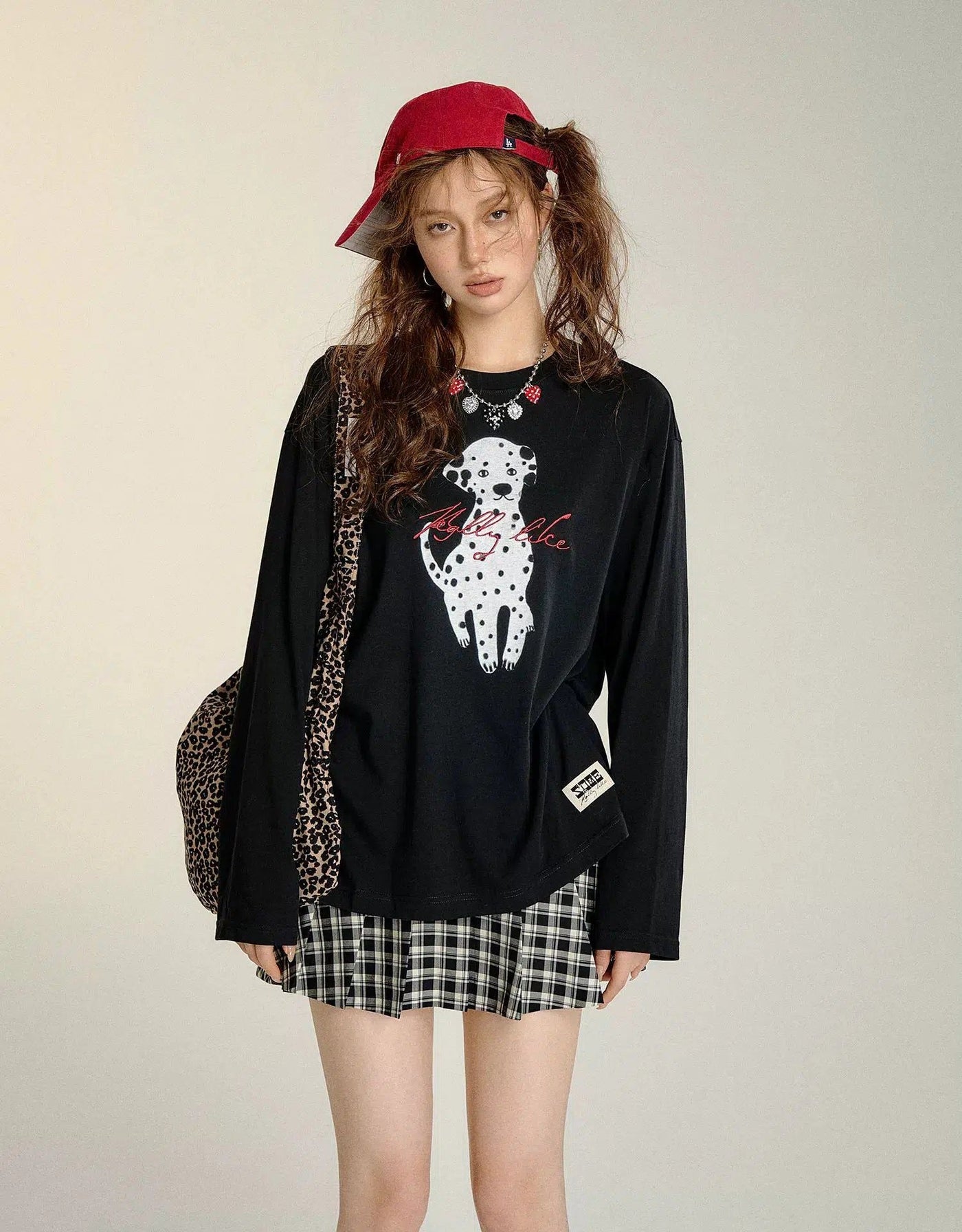 Soso Dalmatian Graphic Long Sleeve T-Shirt-korean-fashion-T-Shirt-Soso's Closet-OH Garments