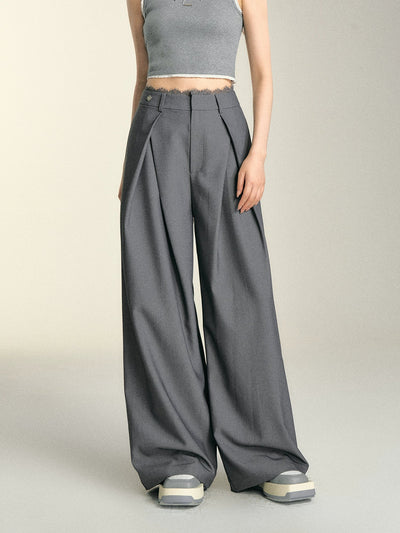 Soso Lace Stitched Pleated Trousers-korean-fashion-Trousers-Soso's Closet-OH Garments