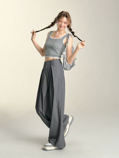 Soso Lace Stitched Pleated Trousers-korean-fashion-Trousers-Soso's Closet-OH Garments