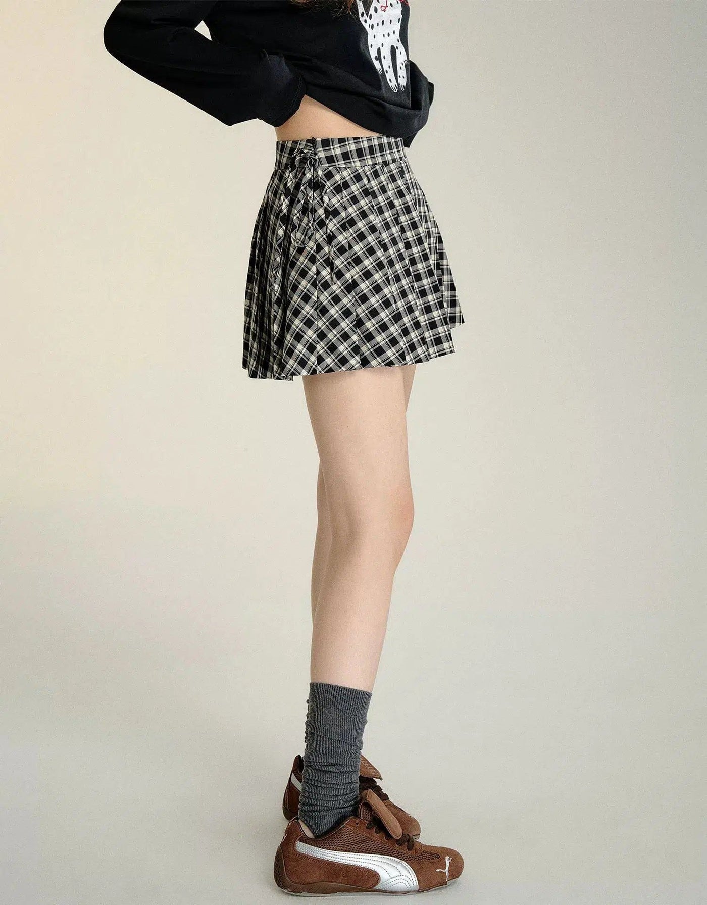 Soso Plaid Pattern Pleated Skirt-korean-fashion-Skirt-Soso's Closet-OH Garments