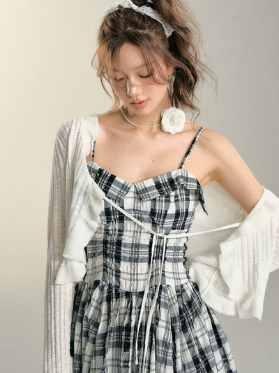 Soso Plaid Thin Straps Long Dress-korean-fashion-Dress-Soso's Closet-OH Garments