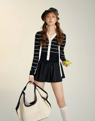 Soso Ribbon Stripe Cardigan-korean-fashion-Sweater-Soso's Closet-OH Garments