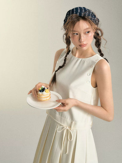 Soso Shell Detail Pleated Dress-korean-fashion-Dress-Soso's Closet-OH Garments