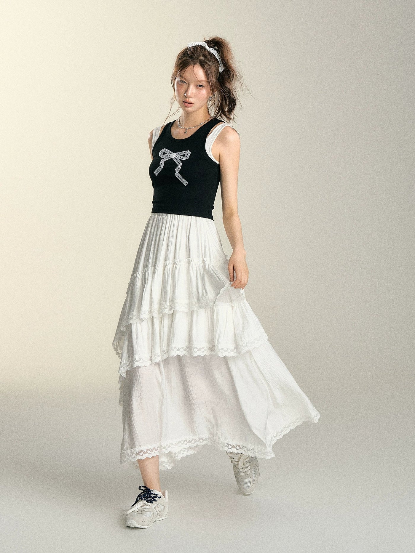 Soso Spliced Lace Layered Maxi Skirt-korean-fashion-Skirt-Soso's Closet-OH Garments