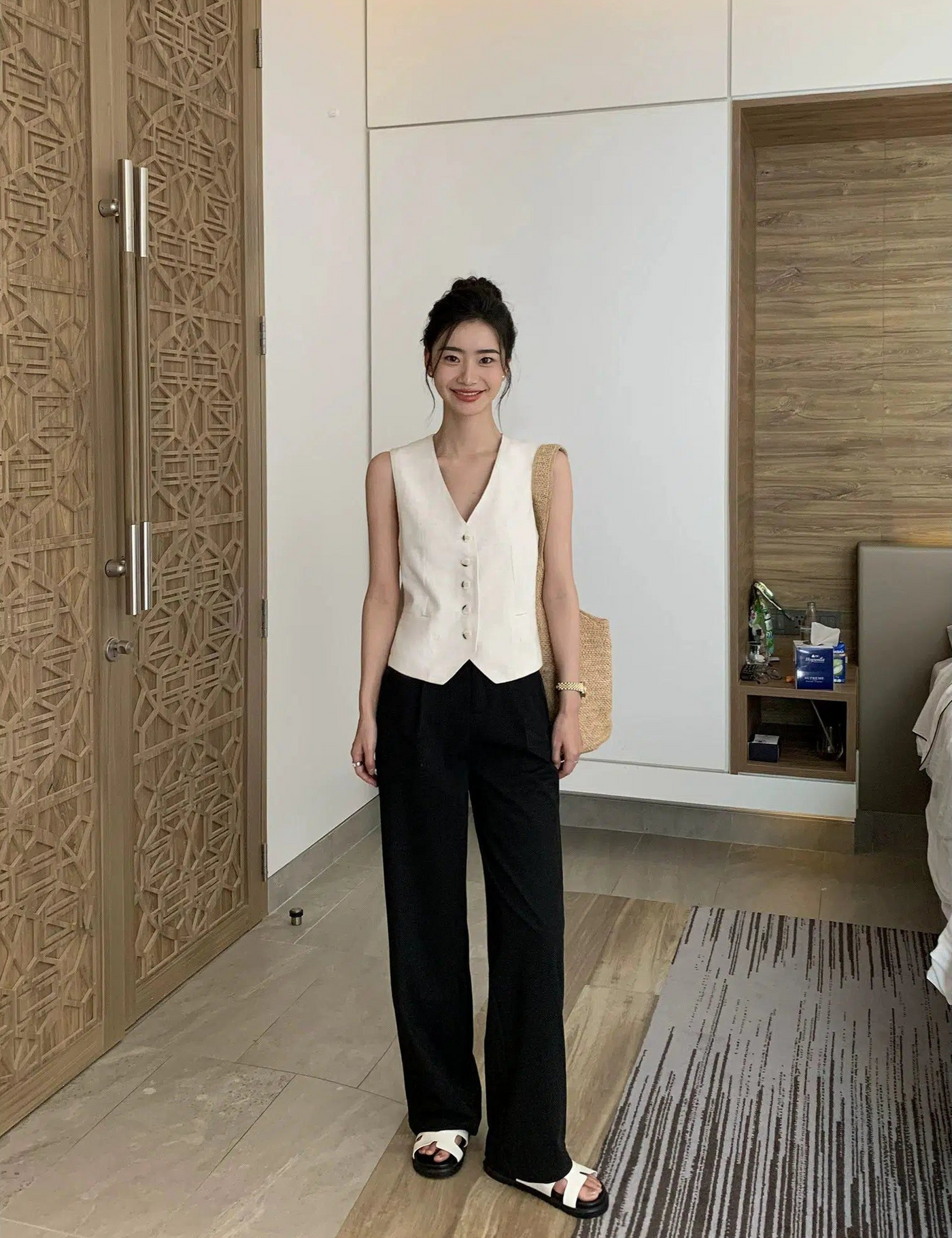 Sue Casual Slim Fit High Waisted Trousers-korean-fashion-Trousers-Sue's Closet-OH Garments