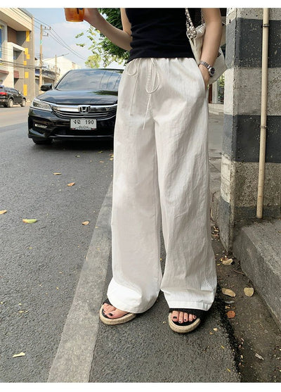 Sue Casual Strings Wide Pants-korean-fashion-Pants-Sue's Closet-OH Garments