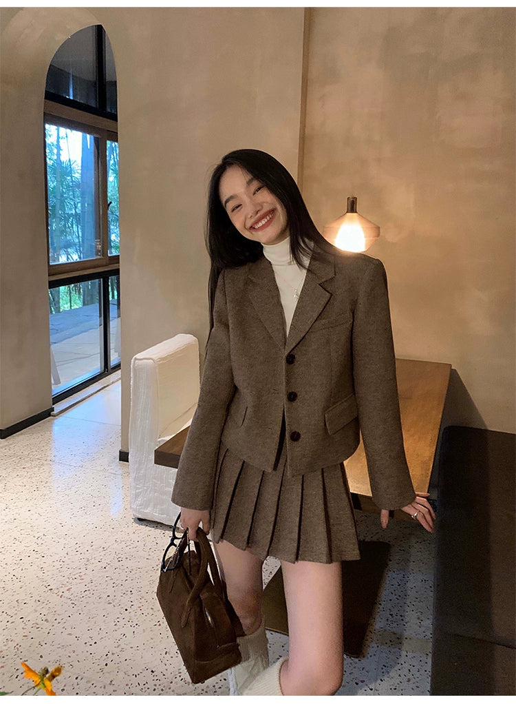 Sue Collegiate Style Lapel Blazer-korean-fashion-Blazer-Sue's Closet-OH Garments