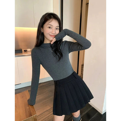 Sue Collegiate Style Pleated Skirt-korean-fashion-Skirt-Sue's Closet-OH Garments