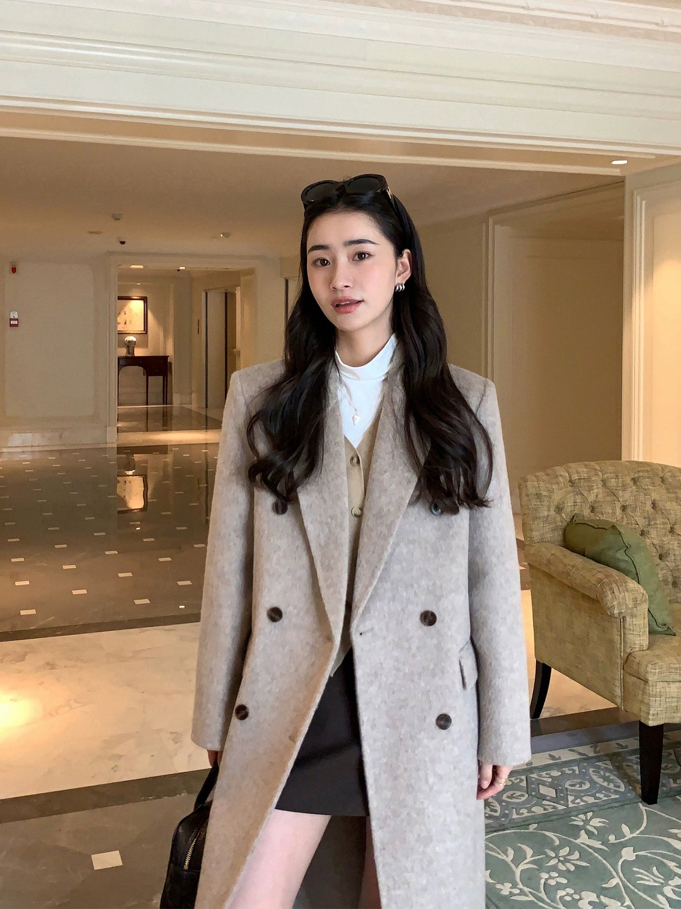 Sue Cozy Four Buttons Lapel Trench Coat