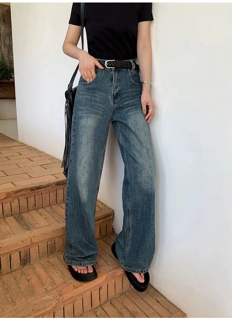 Sue Faded Regular Cut Jeans-korean-fashion-Jeans-Sue's Closet-OH Garments