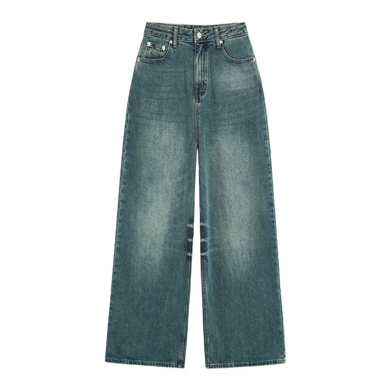 Sue Faded Straight Wide Jeans-korean-fashion-Jeans-Sue's Closet-OH Garments