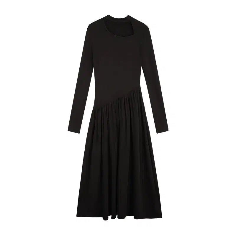 Sue Hollowed Knit Slim Fit Long Dress-korean-fashion-Dress-Sue's Closet-OH Garments