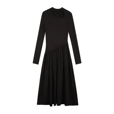 Sue Hollowed Knit Slim Fit Long Dress-korean-fashion-Dress-Sue's Closet-OH Garments