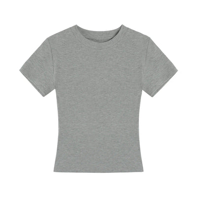 Sue Plain Roundneck Knit T-Shirt-korean-fashion-T-Shirt-Sue's Closet-OH Garments