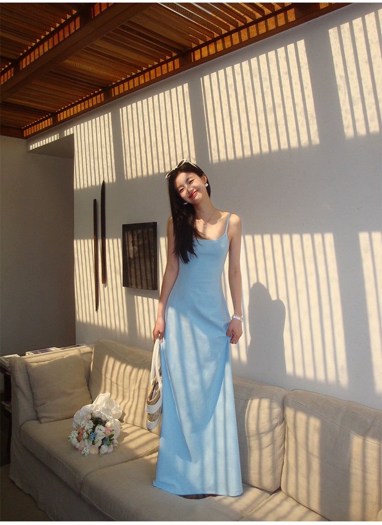 Sue Plain Slim Long Dress-korean-fashion-Dress-Sue's Closet-OH Garments