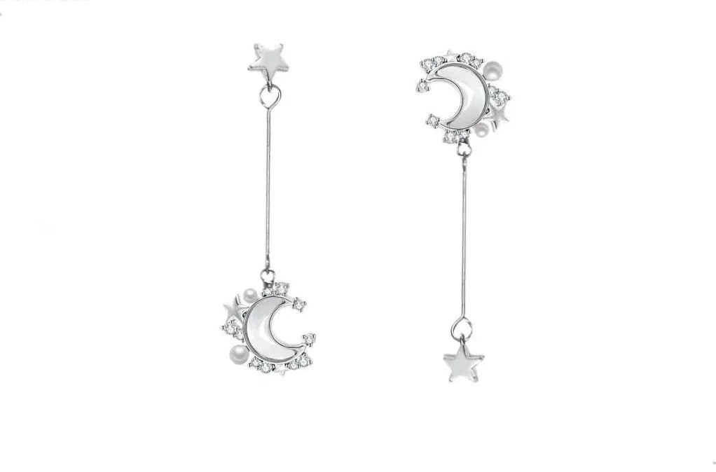 Sumi Asymmetric Celestial Pearl Earrings-korean-fashion-Earrings-Sumi's Closet-OH Garments