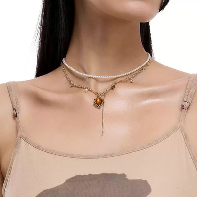 Sumi Brown Stone Necklace-korean-fashion-Necklace-Sumi's Closet-OH Garments