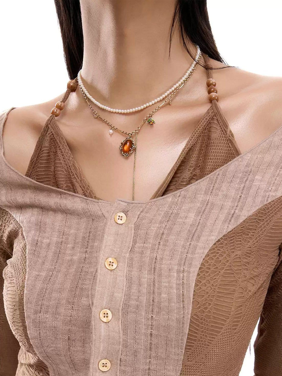 Sumi Brown Stone Necklace-korean-fashion-Necklace-Sumi's Closet-OH Garments