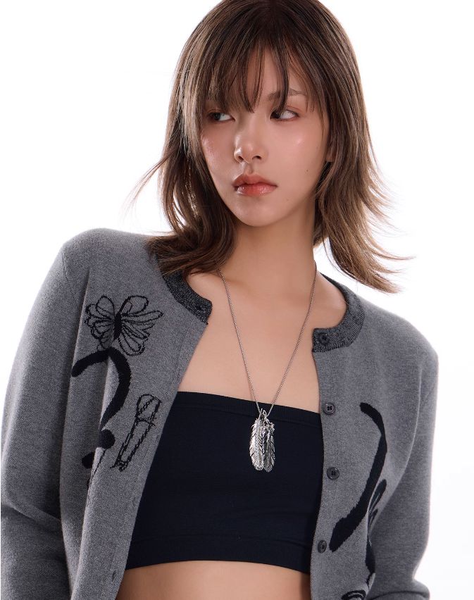 Sumi Two Feathers Pendant Necklace-korean-fashion-Necklace-Sumi's Closet-OH Garments