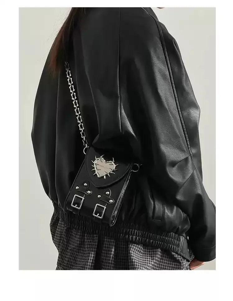 Taro Metallic Thorn Heart Chain Bag-korean-fashion-Bag-Taro's Closet-OH Garments