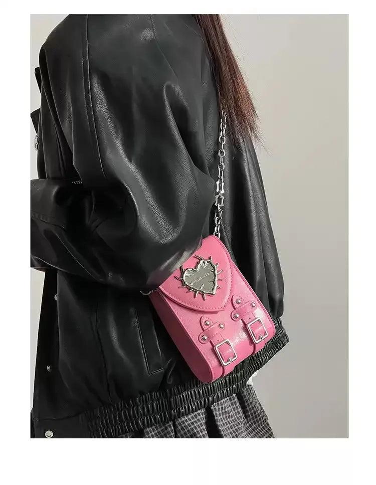Taro Metallic Thorn Heart Chain Bag-korean-fashion-Bag-Taro's Closet-OH Garments