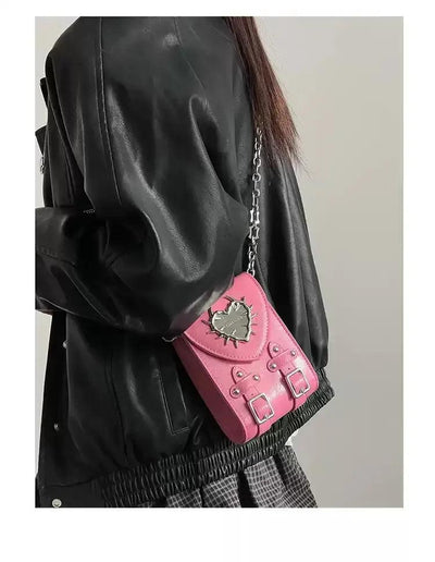 Taro Metallic Thorn Heart Chain Bag-korean-fashion-Bag-Taro's Closet-OH Garments