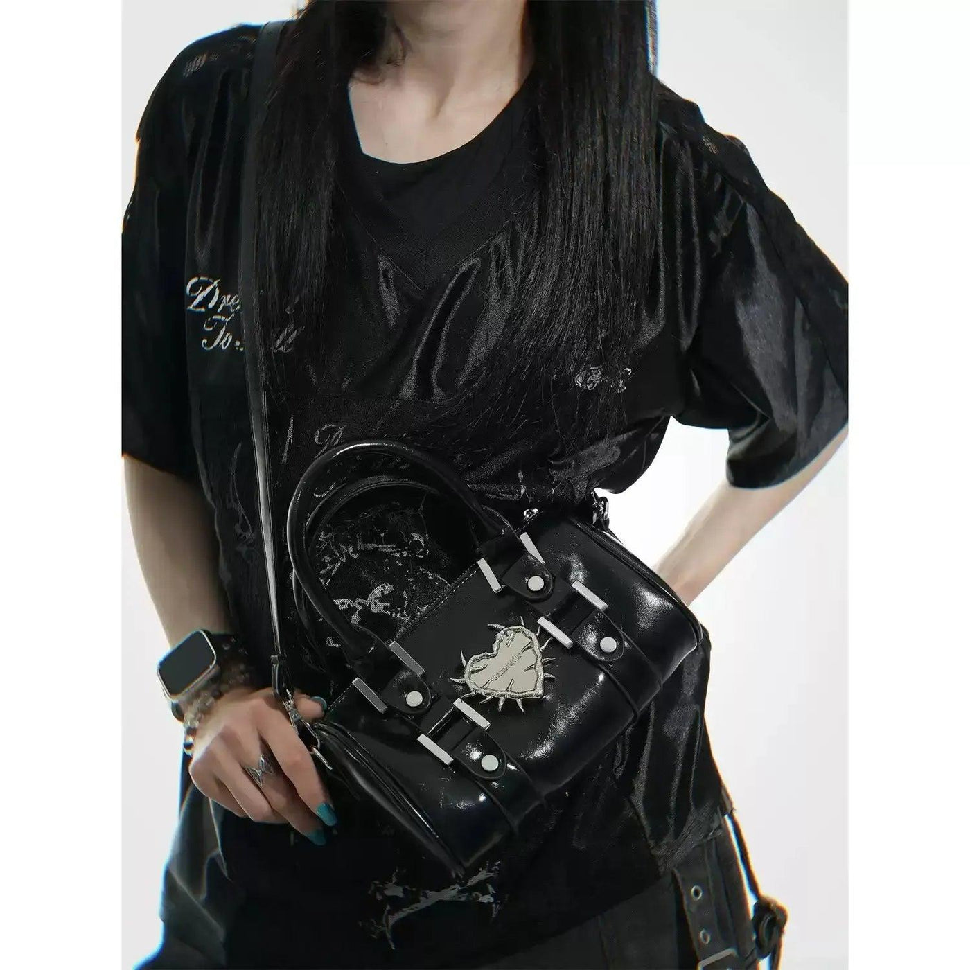 Taro Metallic Thorn Heart Crossbody Bag-korean-fashion-Bag-Taro's Closet-OH Garments