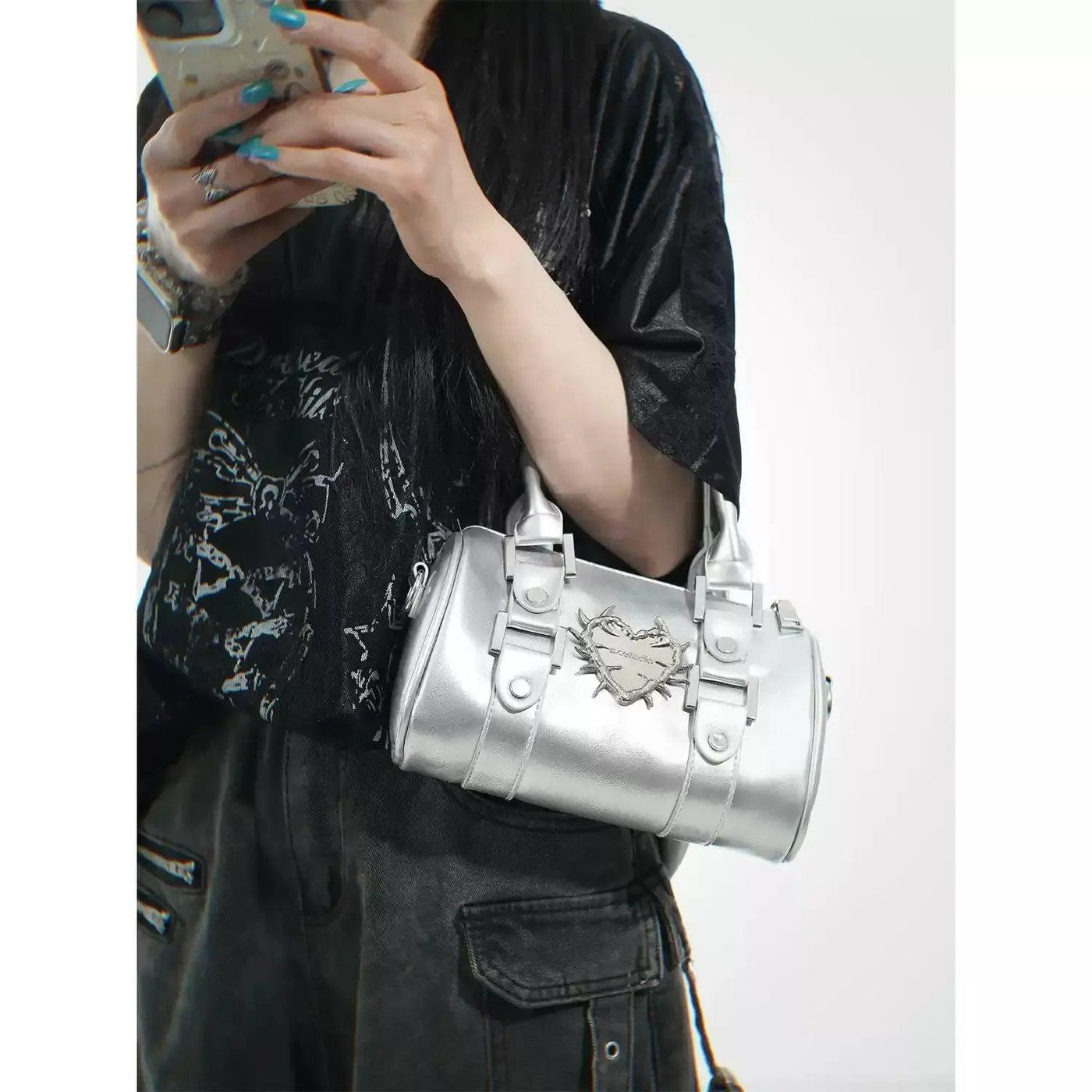 Taro Metallic Thorn Heart Crossbody Bag-korean-fashion-Bag-Taro's Closet-OH Garments