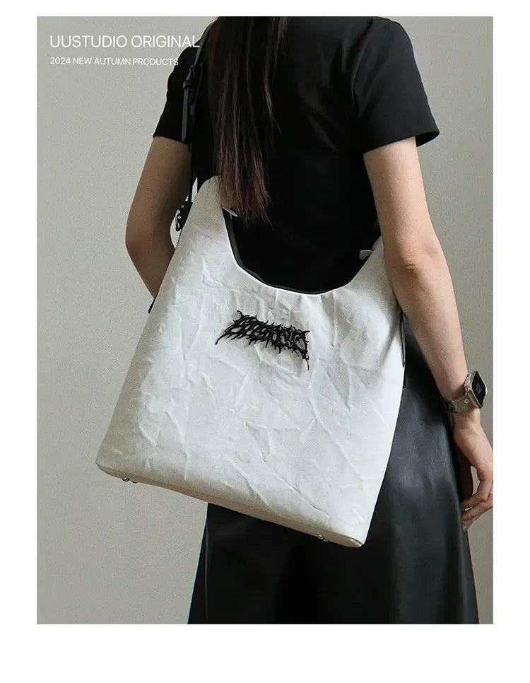 Taro Pleated Buckled Strap Messenger Bag-korean-fashion-Bag-Taro's Closet-OH Garments