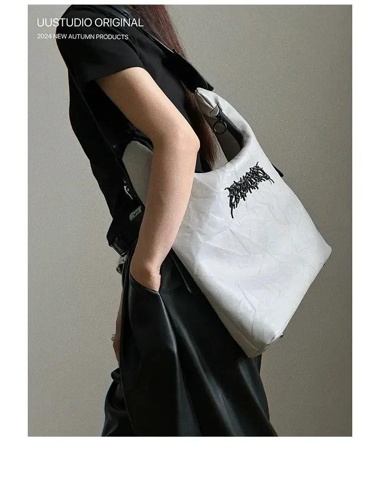 Taro Pleated Buckled Strap Messenger Bag-korean-fashion-Bag-Taro's Closet-OH Garments