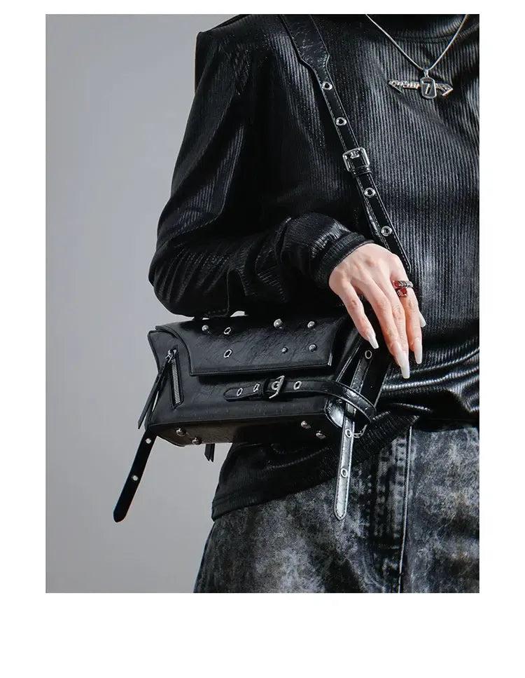 Taro Rivet Buckled Strap Shoulder Bag-korean-fashion-Bag-Taro's Closet-OH Garments