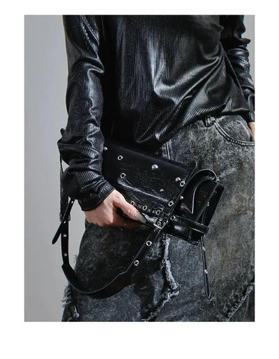Taro Rivet Buckled Strap Shoulder Bag-korean-fashion-Bag-Taro's Closet-OH Garments