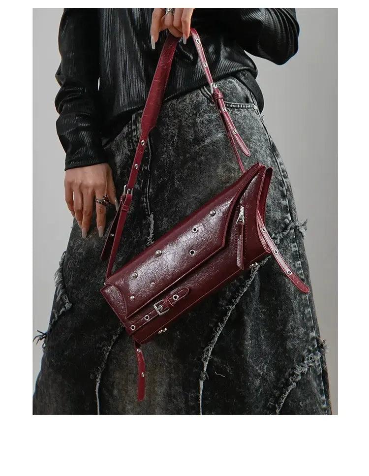 Taro Rivet Buckled Strap Shoulder Bag-korean-fashion-Bag-Taro's Closet-OH Garments