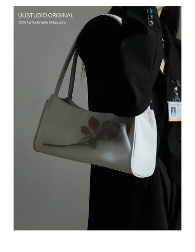 Taro Withered Rose Print Shoulder Bag-korean-fashion-Bag-Taro's Closet-OH Garments
