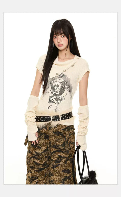 Tom Angel Graphic Knitted T-Shirt-korean-fashion-T-Shirt-Tom's Closet-OH Garments