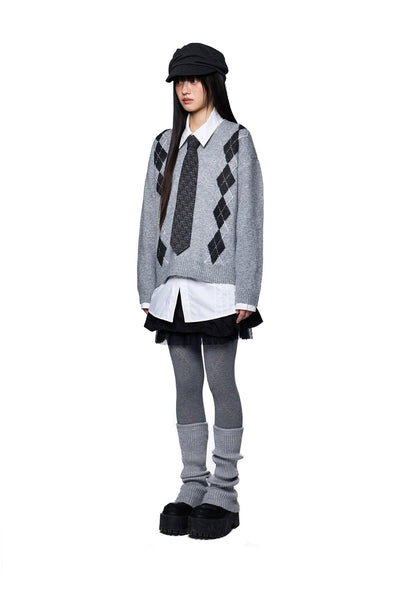 Tom Argyle School Style Sweater-korean-fashion-Sweater-Tom's Closet-OH Garments