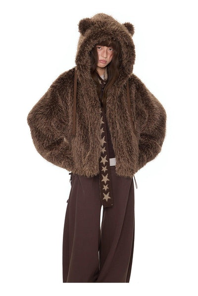 Tom Bear Ears Faux Fur Jacket-korean-fashion-Jacket-Tom's Closet-OH Garments