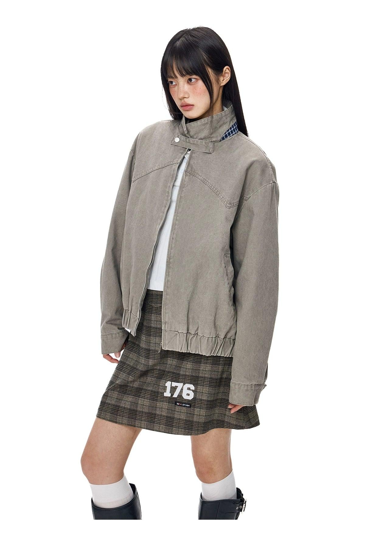 Tom Buttoned Neck Strap Denim Jacket-korean-fashion-Jacket-Tom's Closet-OH Garments