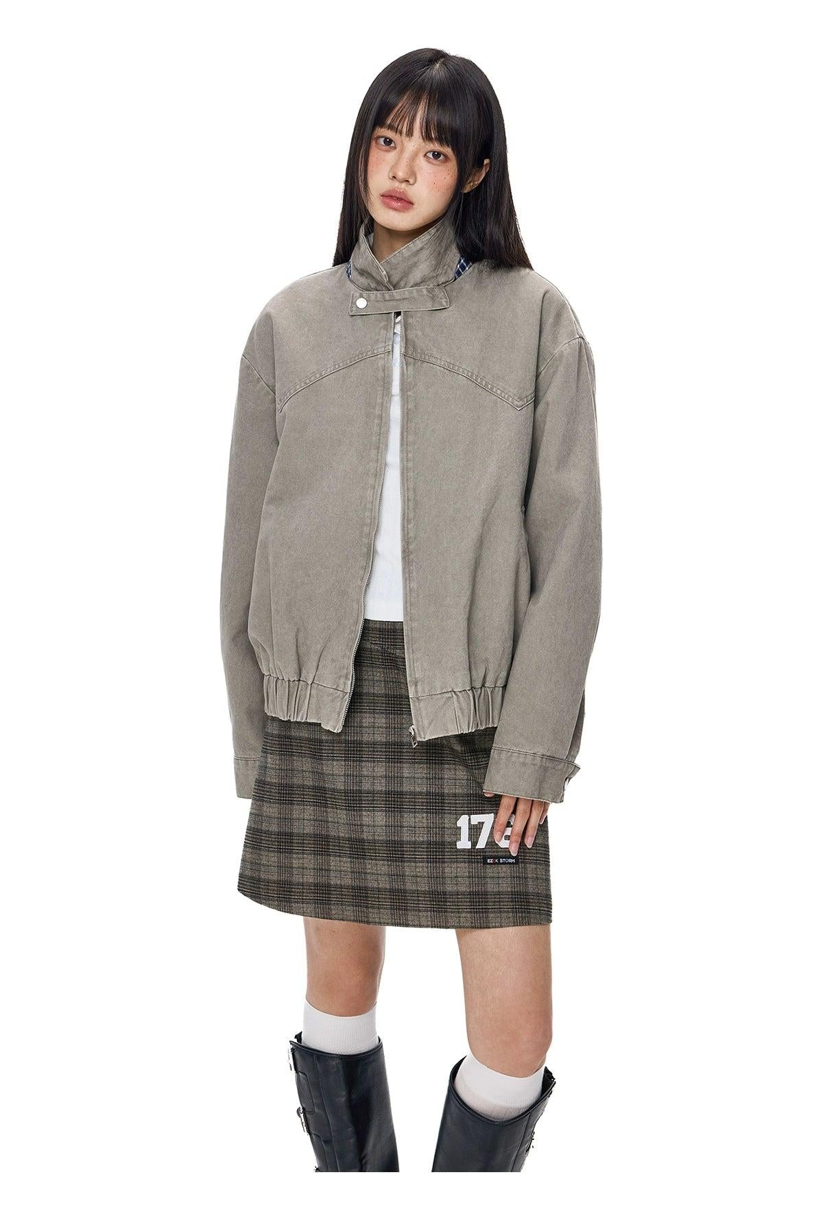 Tom Buttoned Neck Strap Denim Jacket-korean-fashion-Jacket-Tom's Closet-OH Garments