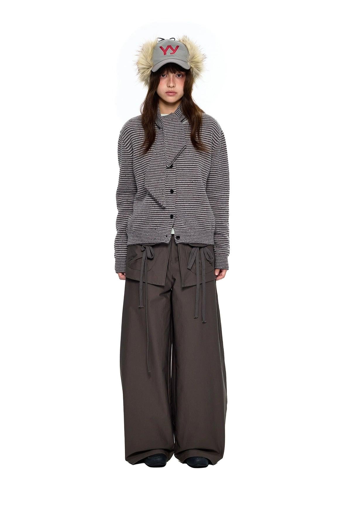 Tom Buttoned Striped Scarf Sweater-korean-fashion-Sweater-Tom's Closet-OH Garments