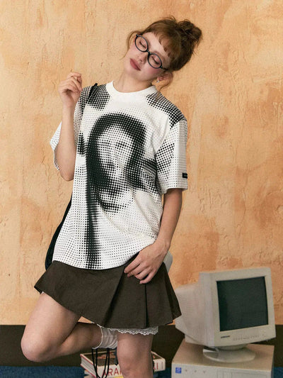 Tom B&W Pixel Portrait T-Shirt-korean-fashion-T-Shirt-Tom's Closet-OH Garments